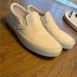 Men's White Leather Slip-On Shoes